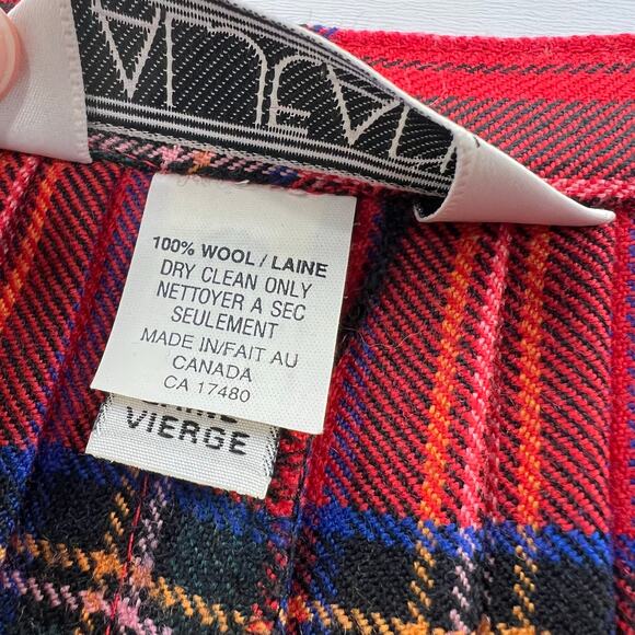AL Jean Vintage Wool Red Plaid Kilt Wrap Skirt Women's size 12/14 - Picture 6 of 10